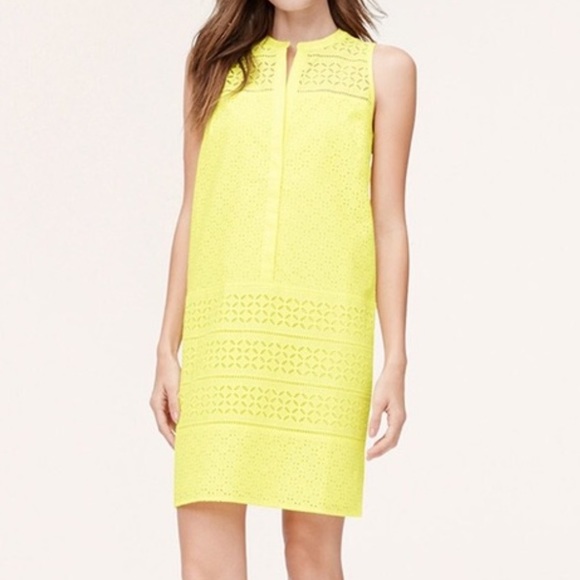 LOFT Dresses & Skirts - Ann Taylor LOFT Yellow Sleeveless Dress Eyelet 4